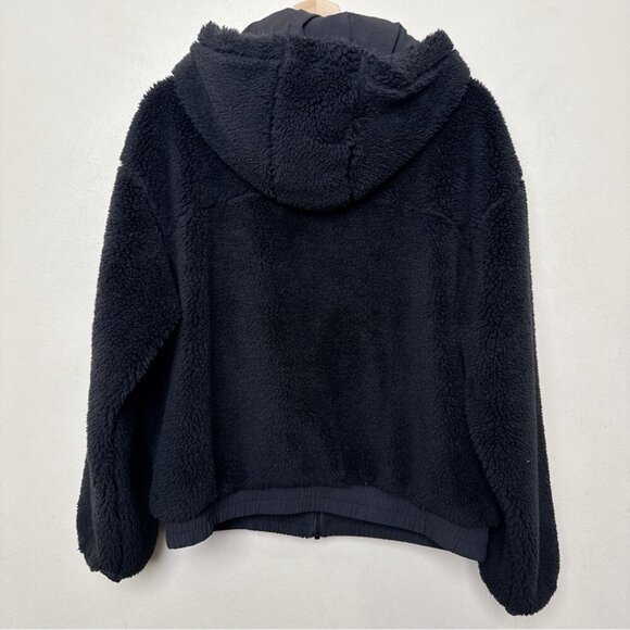 Zella Womens Medium Faux Fur Sherpa Jacket In Black Color - Picture 15 of 15